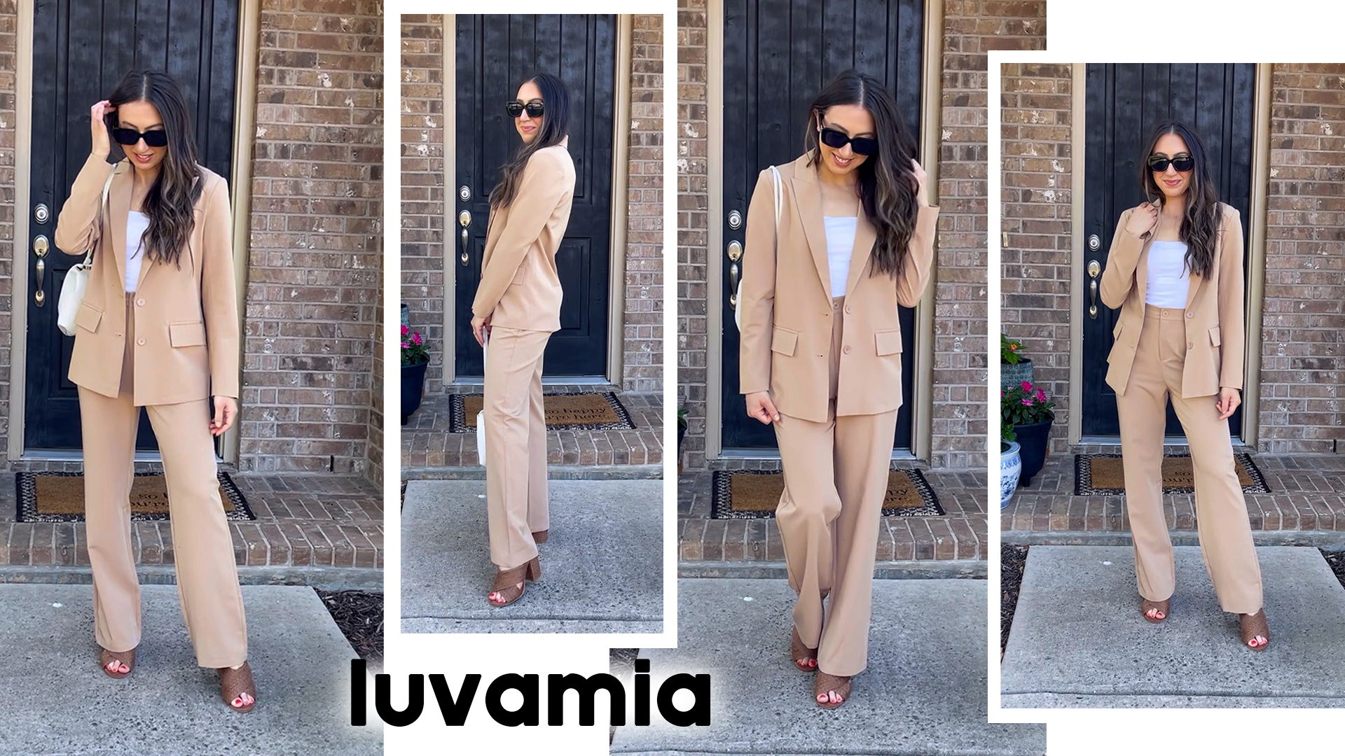 luvamia 2 Piece Outfits for Women Dressy Long Blazer Jackets High